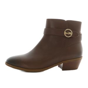 COACH DEBI LEATHER BOOTIE ショートブーツ レザー サイドジップ ロゴ ゴールド金具 7.5