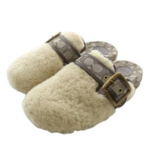 SHEARLING CLOG サンダル スリッポン ボア キャンバス シグネチャー ベルト US8 25cm