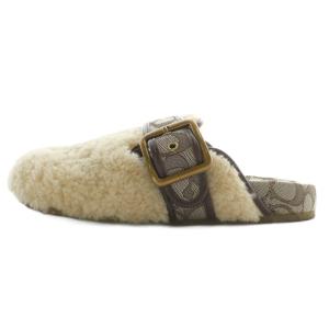 COACH SHEARLING CLOG サンダル スリッポン ボア キャンバス シグネチャー ベルト US8 25cm