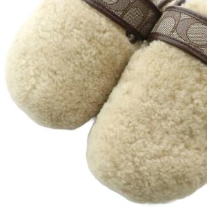COACH SHEARLING CLOG サンダル スリッポン ボア キャンバス シグネチャー ベルト US8 25cm