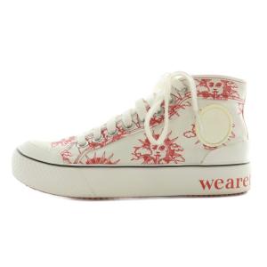 WE ARE THE WEATHER スニーカー キャンバス ハイカット 総柄 ロゴ 35 22.5cm