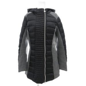 EA7 中綿 コート ミドル ニット 切替 ジップアップ S グレー 黒 ブラック 6YTK12 TN05Z