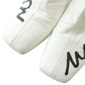 MM6 Maison Margiela ショートブーツ シワ加工 ロゴ プリント 35 ホワイト
