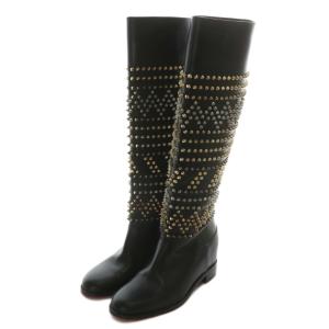 ロング ブーツ スパイク スタッズ 37 ブラック