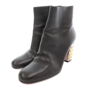 ショートブーツ ブーティ レザー スタッズ イタリア製 35 黒 ブラック /UO GY19