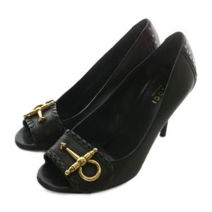 パンプス オープントゥ 34.5 ブラック