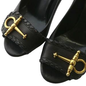 GUCCI パンプス オープントゥ 34.5 ブラック