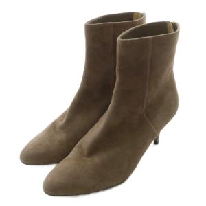 イタリア製 ショートブーツ スエード ポインテッドトゥ ヒール 36 23cm 茶色 ブラウン /XZ