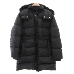 ミッド ダウン パッファー シアリングコート ロング フード 裏シグネチャー ファー付 M 黒 ブラック