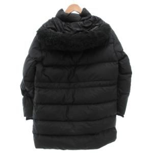 COACH ミッド ダウン パッファー シアリングコート ロング フード 裏シグネチャー ファー付 M 黒 ブラック