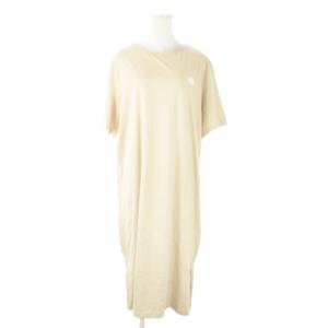 ロングワンピース Tワンピース 半袖 ストレッチ ロゴ アウトドア 大きいサイズ XL ベージュ /AO18