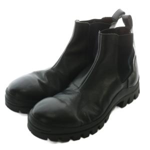 サイドゴアブーツ レザー ショート ラウンドトゥ ビブラムソール 44 27cm 黒 ブラック /XZ