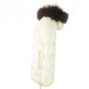 DUVETICA ダウンコート ミドル丈 ジップアップ フーディ ラクーンファー 38 M 白 ホワイト /AO15 GY19