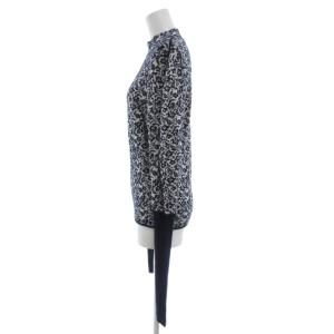 Chloe 近年モデル ニット セーター 長袖 モックネック M 紺 ネイビー 白 ホワイト 総柄 CHC19AMH3271091JM