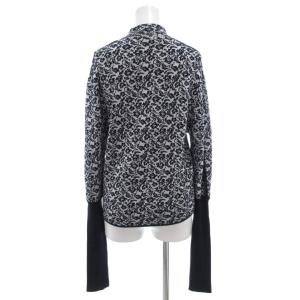 Chloe 近年モデル ニット セーター 長袖 モックネック M 紺 ネイビー 白 ホワイト 総柄 CHC19AMH3271091JM