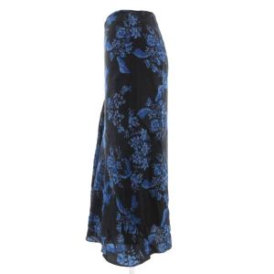 STELLA McCARTNEY フレアスカート ロング ミモレ ギャザー 絹 シルク 34 紺 ネイビー 花柄 429759 /GV GY19