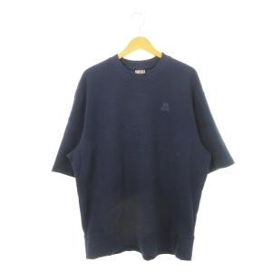 ワッフルTシャツ サーマル クルーネック 半袖 五分袖 Dロゴ XL 紺 ネイビー A00514 /AH5
