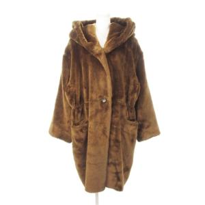 ヴィンテージ フェイクファーコート ローブ フーディー ロング丈 茶 ブラウン /AH2 GY19
