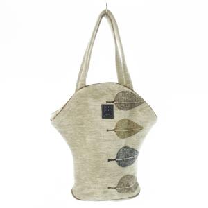 happa マフィンバッグ ハンドバッグ パイル ベロア リーフ柄 グレー /CK6 GY19