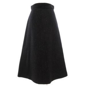 Chloe ニットツイードスカート ロング マキシ シルク混 34 紺 ネイビー フロントボタン ネップ フレア CHC22AJU661654D234