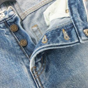 SAINT LAURENT PARIS デニムパンツ ジーンズ テーパード ボタンフライ カットオフ ダメージ加工 ウォッシュ加工 27 青 ブルー