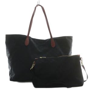 トートバッグ ハンド ナイロン ロゴ 総柄 ショルダーバッグ付き 黒 ブラック /XZ GY19