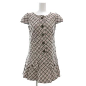 半袖ワンピース 36 グレー チェック プリーツ ひざ丈 /GV GY19