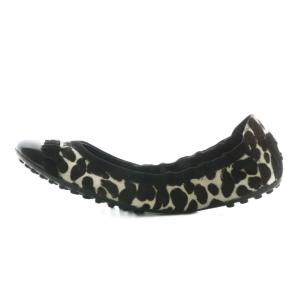 TOD'S バレエシューズ フラット ドライビングシューズ ハラコ 牛柄 ラウンドトゥ 37 24cm 黒 ブラック