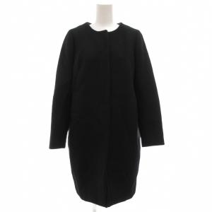 STANDARD SUPPLY ウール二重織ノーカラーコート ロング 36 黒 ブラック 14020500404030