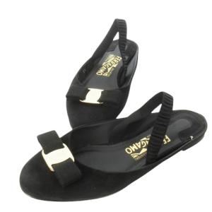 サンダル スリッパサンダル フラット アンクルストラップ スエード レザー 革 ヴァラリボン ロゴ 5.5