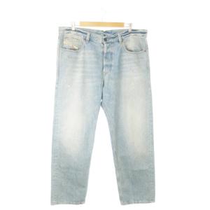 デニムパンツ ジーンズ ストレート ウォッシュ加工 ダメージ加工 36 青 ブルー /AO24 GY19