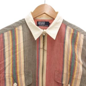 Polo by Ralph Lauren ヴィンテージ プルオーバー ハーフジップシャツ 長袖 L ストライプ マルチカラー /GV GY19