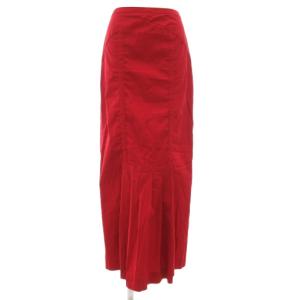ロングタイトスカート マキシ ストレッチ プリーツ イタリア製 42 赤 レッド /GV GY19 AA