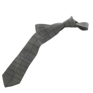 ネクタイ ナロー シルク 絹 ジャカード 格子 グレー /CK24 GY19