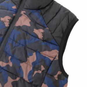 HYDROGEN ダウンベスト M ジップアップ 迷彩柄 カモフラ柄 ロゴ 刺繍 黒 ブラック 紺 ネイビー /AE GY01