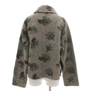 WOOLRICH 90s USA製 ヴィンテージ フリース ジャケット パイル M フラワー リーフ 総柄 グレー GY01