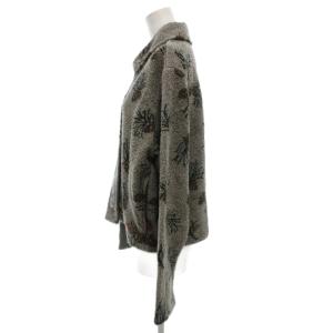 WOOLRICH 90s USA製 ヴィンテージ フリース ジャケット パイル M フラワー リーフ 総柄 グレー GY01
