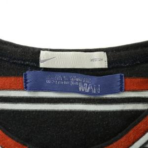 JUNYA WATANABE MAN × ナイキ NIKE Tシャツ カットソー 半袖 クルーネック ボーダー 総柄 ロゴ プリント M 黒