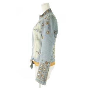 伊太利屋 GK ジャケット デニム Gジャン ジージャン スタンドカラー ジップアップ ビーズ スパンコール 刺繍