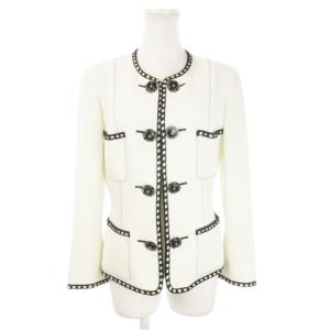 伊太利屋 スカートスーツ セットアップ 上下 ノーカラージャケット タイトスカート ミニ ステッチ 7 白 ホワイト