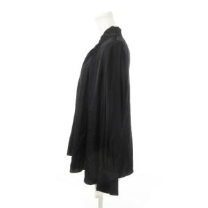 自由区 ブラウス スタンドカラー 長袖 ボウタイデザイン タック シルク 絹 38 M 黒 ブラック /MN24