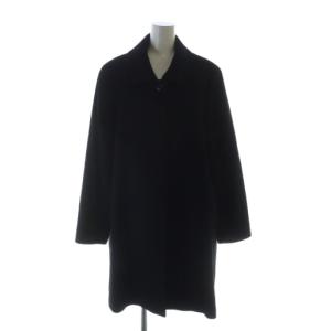 ステンカラーコート 長袖 総裏地 黒 ブラック 裏地総柄 ロゴ 9 M 絹 シルク カシミヤ /MQ GY44
