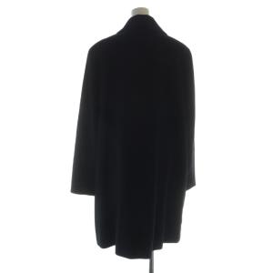 BALMAIN ステンカラーコート 長袖 総裏地 黒 ブラック 裏地総柄 ロゴ 9 M 絹 シルク カシミヤ /MQ GY44