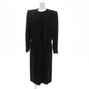 ヴィンテージ ブラックフォーマル アンサンブル ジャケット ワンピース ちりめん 9 黒 ブラック /JS