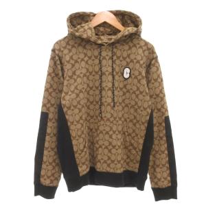 美品 パーカー フーディ プルオーバー シグネチャー 総柄 長袖 M ベージュ 89747 /AE GY44