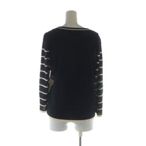LEONARD ニット カットソー 長袖 スパンコール ロゴ 花柄 絹 シルク LL 黒 ブラック GY44 /MQ