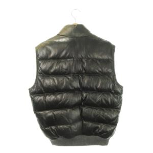 Papas 中綿ベスト 本革 羊革 ラムレザー スタンドカラー 52 LL 黒 ブラック /AH3 GY44