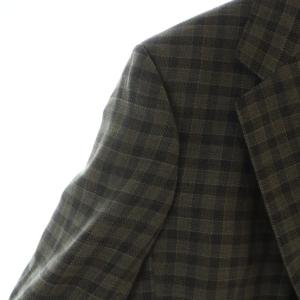 dunhill テーラードジャケット 長袖 背抜き ロゴ 50 XL ネーム刺繍入り 茶 ブラウン チェック /MQ GY44