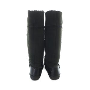 TORY BURCH ムートンブーツ ロング スエード レザー ロゴ 黒 ブラック GY44 /MQ