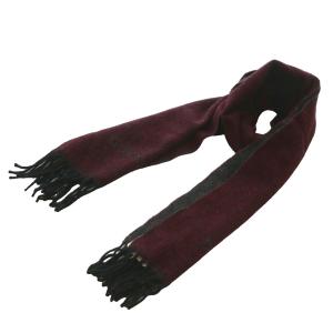 マフラー ストール ウール フリンジ ロゴ ボルドー /XZ GY44